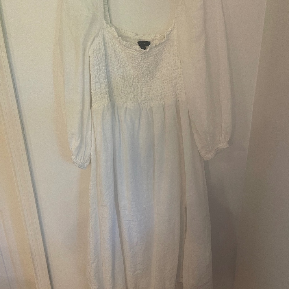 JCREW White Linen Slit Dress